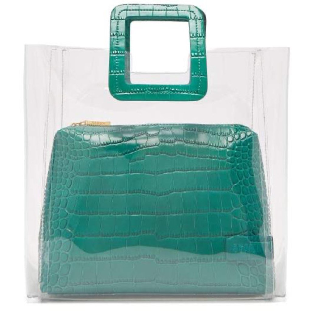 Staud Shirley Bag Pvc & Jade Faux Croc Leather
